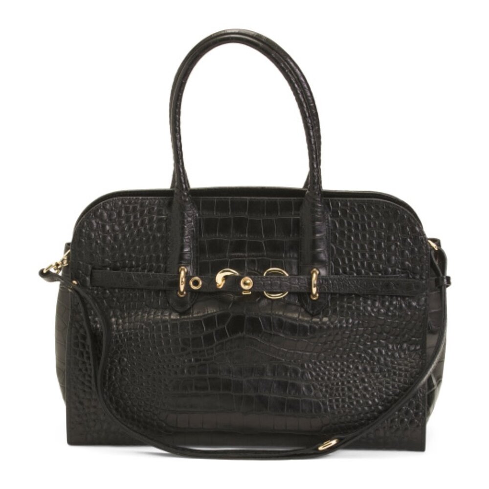 CLAUDIA Made In Italy Leather Croc Annalou Satchel